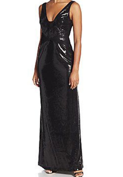 Vera Wang  V Neck Sequin Gown - Picture 4 of 8